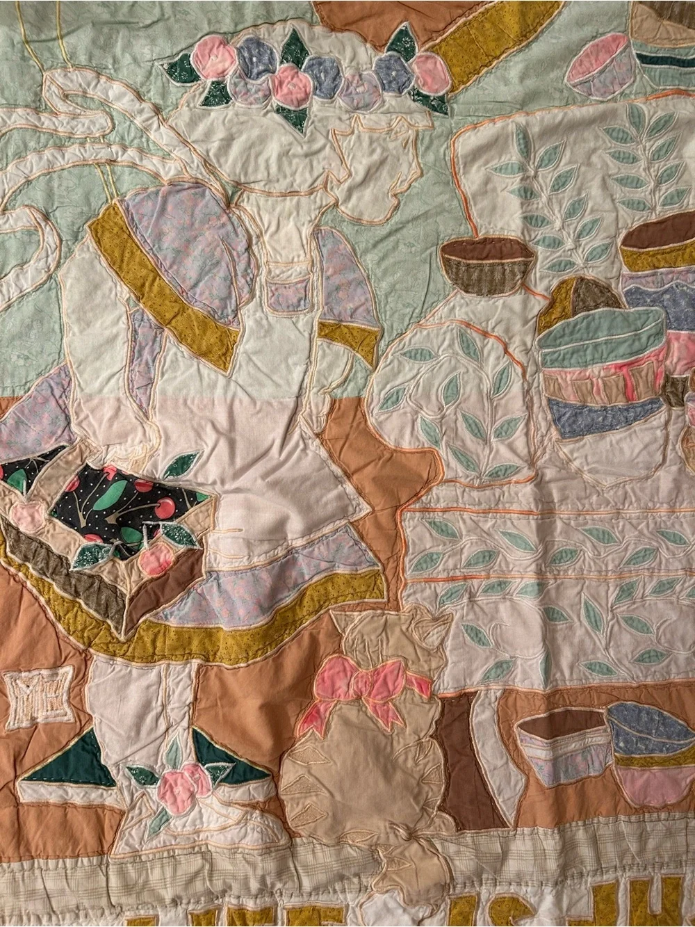 Vintage Quilted Throw Blanket in Pastel Multi-Color. 54X45